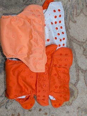 Bumgenius Reusable Orange Kids Cloth Diaper Cover 2 And 2 AIO